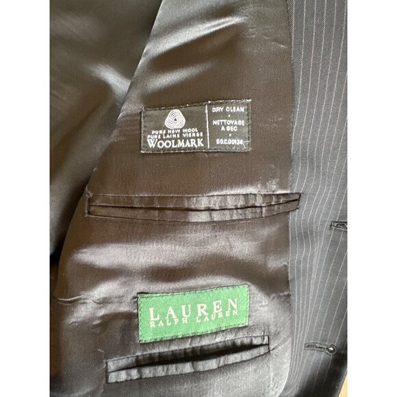 Lauren Ralph Lauren mens black pinstripe wool blazer size 40R - Picture 7 of 9
